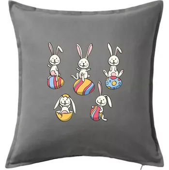 Polštář Velikonoční zajíci - Polštář 50x50 - 50x50 - Pouze potah ( Tmavě šedý melír )
