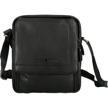 Pánská kožená crossbody taška černá - Greenwood Vaios černá