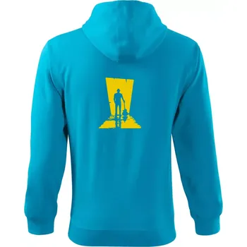 Pánská mikina Kytarista ve tmě - Mikina s kapucí na zip trendy zipper - L ( Světlý tyrkys )