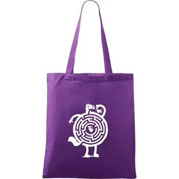 Nákupní taška Kočka a myš bludiště - Taška bavlněná - 42 x 38 cm ( Fialová )