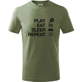 Chlapecké oblečení Play eat sleep repeat padel - Tričko dětské bavlněné - 158 cm/12 let ( Khaki )