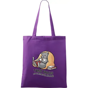 Tvrdě pracuju, aby se kočka měla dobře - Taška bavlněná - 42 x 38 cm ( Fialová )