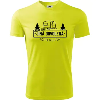 Chlapecké tričko Trochu jiná dovolená karavan - Dětské triko sportovní (dresovina) - 122 cm/6 let ( Neonově žlutá )