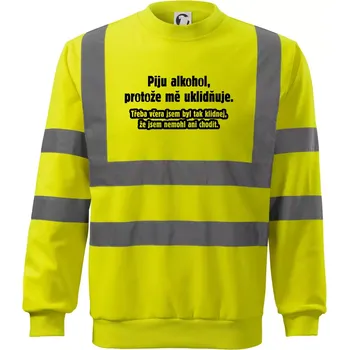 Pánská mikina Piju alkohol uklidňuje mě - Reflexní mikina - XL ( Neonově žlutá )