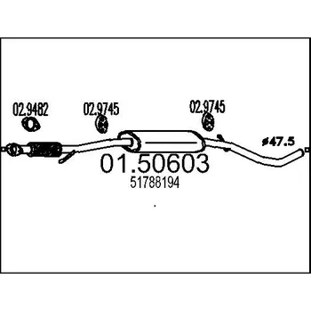 Tlumič výfuku Stredni tlumic vyfuku, 01.50603