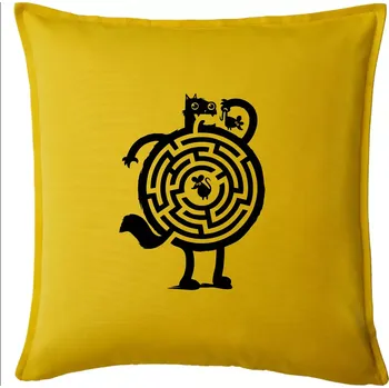 Polštář Kočka a myš bludiště - Polštář 50x50 - 50x50 - Pouze potah ( Žlutá )