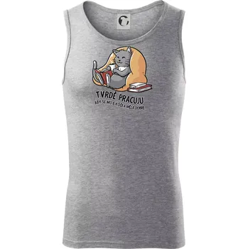 Tvrdě pracuju, aby se kočka měla dobře - Tílko pánské Core - S ( Tmavě šedý melír )