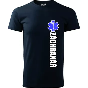 Pánské tričko Záchranář - hvězda - Triko extra velké (5-8XL) - 6XL ( Námořní modrá (velmi tmavá - téměř černá) )
