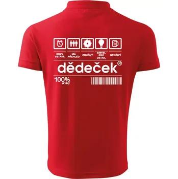 Pánská košile Čárový kód dědeček - Polokošile pánská Pique Polo 203 - S ( Červená )
