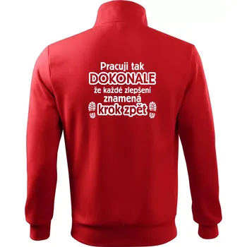Pánská mikina Pracuji dokonale krok zpět - Mikina bez kapuce Adventure - S ( Červená )