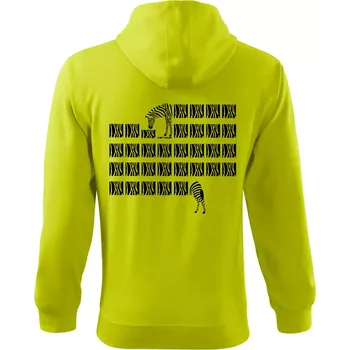 Pánská mikina Zebra dlouhá - Mikina s kapucí na zip trendy zipper - M ( Limetková )