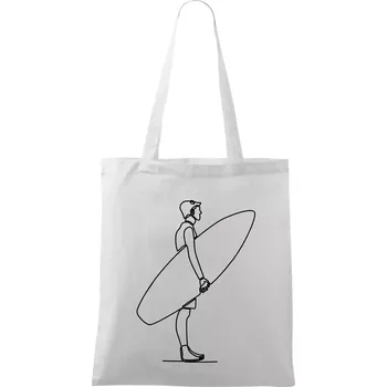 Surfař stojící jedním tahem - Taška bavlněná - 42 x 38 cm ( Bílá )