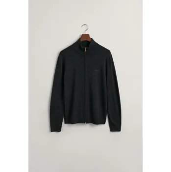 Pánský svetr KARDIGÁN GANT EXTRAFINE MERINO WOOL ZIP CARDIGAN DK CHARCOAL MELANGE