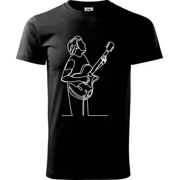 Pánské tričko Kytarista jedním tahem - Triko extra velké (5-8XL) - 7XL ( Černá )