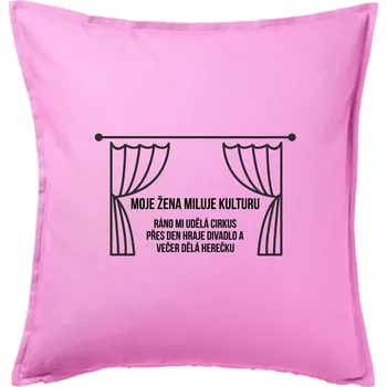 Polštář Žena miluje kulturu - Polštář 50x50 - 50x50 - Pouze potah ( Růžová )