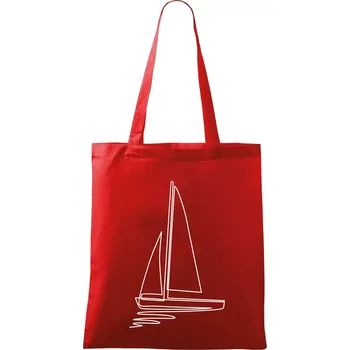 Plachetnice jedním tahem - Taška bavlněná - 42 x 38 cm ( Červená )