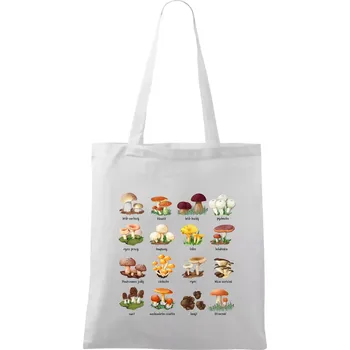 Nákupní taška Atlas hub - triko s houbami - Taška bavlněná - 42 x 38 cm ( Bílá )