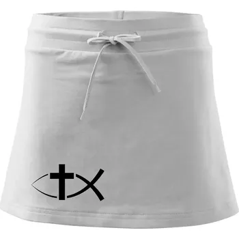 Dámská sukně Ježíšova ryba - Sportovní sukně - two in one - XS ( Bílá )