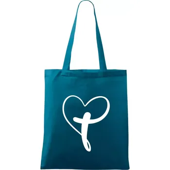 Nákupní taška Jesus srdce - Taška bavlněná - 42 x 38 cm ( Petrolejová )