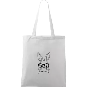Nákupní taška Králík s brýlemi - Taška bavlněná - 42 x 38 cm ( Bílá )