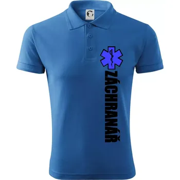 Pánská košile Záchranář - hvězda - Polokošile pánská Pique Polo 203 - 4XL ( Azurově modrá )