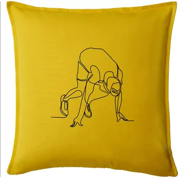 Polštář Běžec na startu jedním tahem - Polštář 50x50 - 50x50 - Pouze potah ( Žlutá )