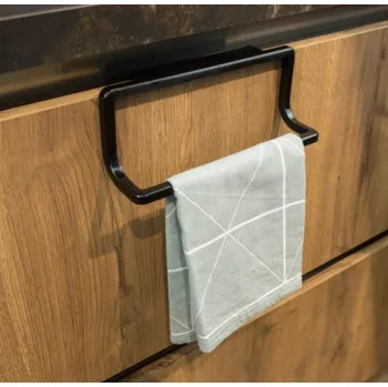 Držák na ručník Věšák na ručník závěsný černý, 6x22,5x9 cm plast