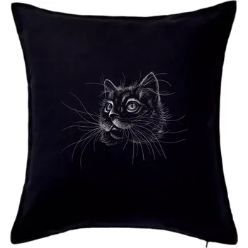 Polštář Kočka ilustrace - Polštář 50x50 - 50x50 - Pouze potah ( Černá )