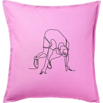 Polštář Běžec na startu jedním tahem - Polštář 50x50 - 50x50 - Pouze potah ( Růžová )