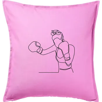 Polštář Žena boxerka jedním tahem - Polštář 50x50 - 50x50 - Včetně výplně ( Růžová )