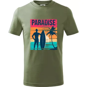 Paradise - barevný čtverec - Tričko dětské bavlněné - 122 cm/6 let ( Khaki )