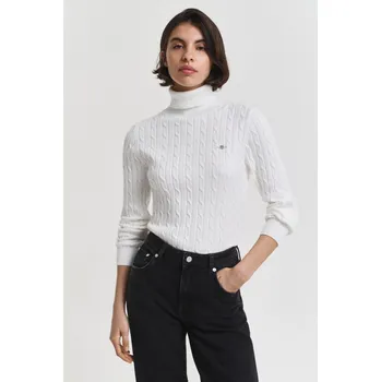 Dámský svetr ROLÁK GANT STRETCH COTTON CABLE TURTLENECK EGGSHELL