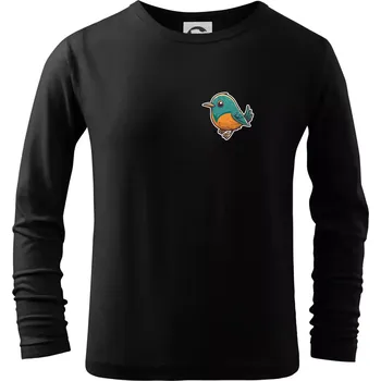 Ptáček kreslený na prsu - Triko dětské Long Sleeve - 158 cm/12 let ( Černá )