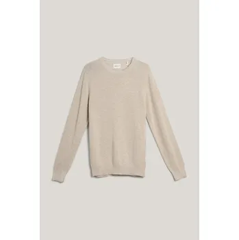 Pánský svetr SVETR GANT COTTON PIQUE C-NECK LIGHT BEIGE MELANGE