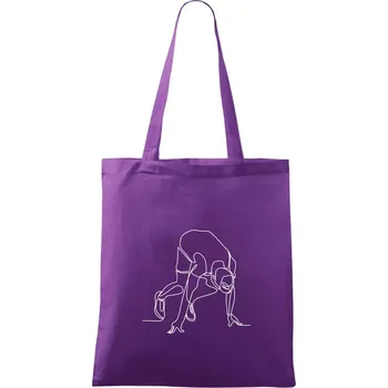 Nákupní taška Běžec na startu jedním tahem - Taška bavlněná - 42 x 38 cm ( Fialová )