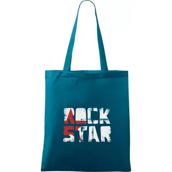 Rock star nápis - Taška bavlněná - 42 x 38 cm ( Petrolejová )