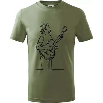 Kytarista jedním tahem - Tričko dětské bavlněné - 134 cm/8 let ( Khaki )