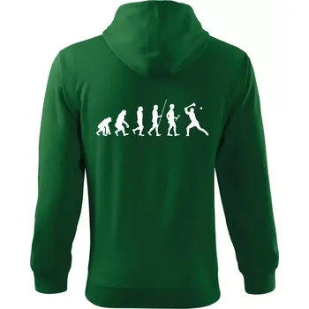Pánská mikina Evoluce hurling - Mikina s kapucí na zip trendy zipper - M ( Lahvově zelená )