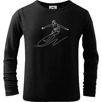 Chlapecké tričko Surfování jedním tahem - Triko dětské Long Sleeve - 104-110cm / 3-4 roky ( Černá )