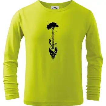 Chlapecké tričko Kytara strom a lebka - Triko dětské Long Sleeve - 122 cm/6 let ( Limetková )