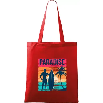 Nákupní taška Paradise - barevný čtverec - Taška bavlněná - 42 x 38 cm ( Červená )