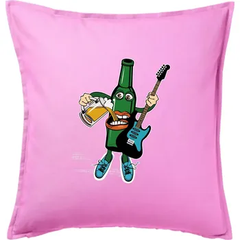 Polštář Kytarista s pivem - Polštář 50x50 - 50x50 - Pouze potah ( Růžová )