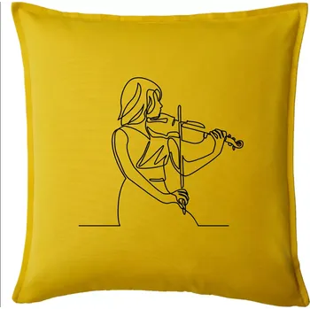 Polštář Houslistka jedním tahem - Polštář 50x50 - 50x50 - Pouze potah ( Žlutá )
