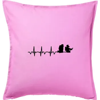 Polštář EKG hasiči - Polštář 50x50 - 50x50 - Včetně výplně ( Růžová )