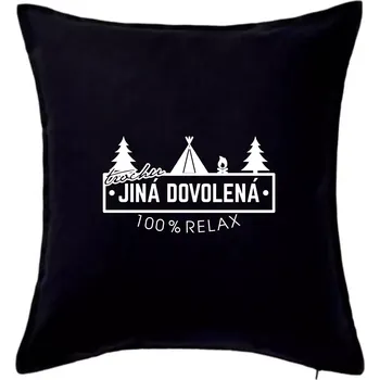 Polštář Trochu jiná dovolená stan - Polštář 50x50 - 50x50 - Pouze potah ( Černá )