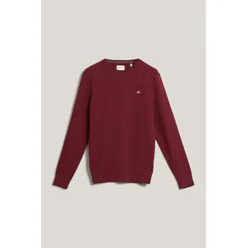Pánský svetr SVETR GANT MICRO TEXTURE C-NECK PLUMPED RED