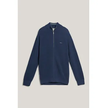 Pánský svetr KARDIGÁN GANT COTTON PIQUE ZIP CARDIGAN MARINE MELANGE