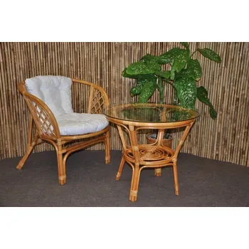 Zahradní sestava Axin Trading s.r.o. Ratanová sedací souprava Bahama 1+1 medová, polstr bílý