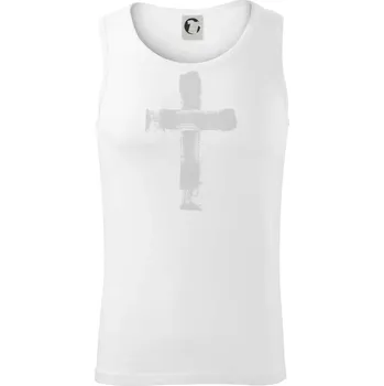 Jesus kříž štětcem - Tílko pánské Core - S ( Bílá )