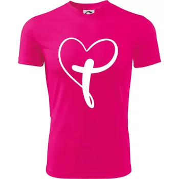 Chlapecké tričko Jesus srdce - Dětské triko sportovní (dresovina) - 158 cm/12 let ( Neon Pink )